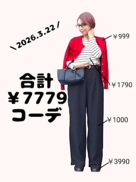 「Pierrot（ピエロ）のアイテム（Tシャツ/カットソー、ホワイト系）」を使った、ちょしさん（レディース・160cm）の春コーディネート