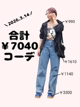 「coca（coca）（コカ）のアイテム（ナイロンジャケット、ブラック系）」を使った、ちょしさん（レディース・160cm）の春コーディネート