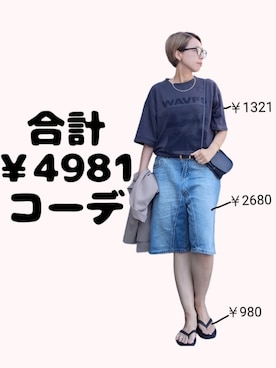 「havaianas（ハワイアナス）のアイテム（サンダル、ブラック系）」を使った、ちょしさん（レディース・160cm）の夏コーディネート