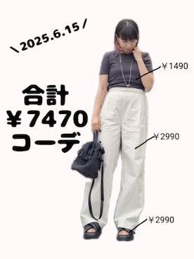 「antiqua（アンティカ）のアイテム（その他パンツ）」を使った、ちょしさん（レディース・160cm）の夏コーディネート