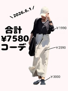 「nyunyuのアイテム（キャップ、ベージュ系）」を使った、ちょしさん（レディース・160cm）の夏コーディネート