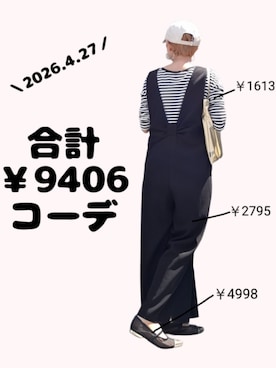 「hathomesのアイテム（キャップ、ベージュ系）」を使った、ちょしさん（レディース・160cm）の春コーディネート