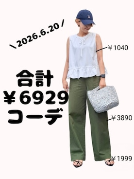 「SHOTのアイテム（シャツ/ブラウス、ホワイト系）」を使った、ちょしさん（レディース・160cm）の夏コーディネート