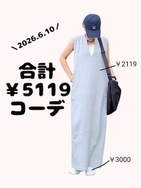 「nyunyu のアイテム（キャップ、ブルー系）」を使った、ちょしさん（レディース・160cm）の夏コーディネート