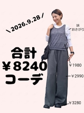「Dark Angelのアイテム（パンツ、グレー系）」を使った、ちょしさん（レディース・160cm）の秋コーディネート