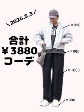 「littleandmoreのアイテム（キャップ、グレー系）」を使った、ちょしさん（レディース・160cm）の春コーディネート