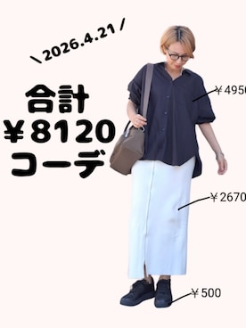 「EDITA.（エディータ）のアイテム（ショルダーバッグ、ブラウン系）」を使った、ちょしさん（レディース・160cm）の春コーディネート