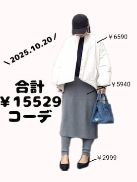 「アイテム（ノーカラージャケット）」を使った、ちょしさん（レディース・160cm）の秋コーディネート