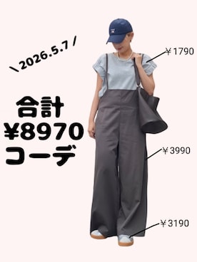 「nyunyuのアイテム（キャップ、ブルー系）」を使った、ちょしさん（レディース・160cm）の春コーディネート