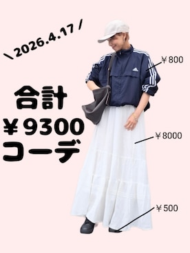 「adidas（アディダス）のアイテム（ジャケット/アウター）」を使った、ちょしさん（レディース・160cm）の春コーディネート
