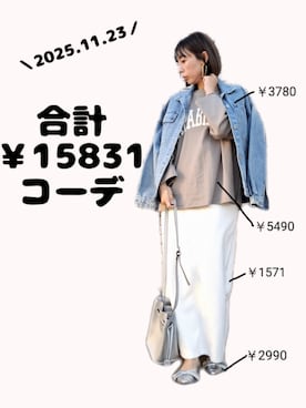 「アイテム（デニムジャケット）」を使った、ちょしさん（レディース・160cm）の秋コーディネート