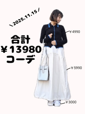 「アイテム（シューズ、ホワイト系）」を使った、ちょしさん（レディース・160cm）の秋コーディネート