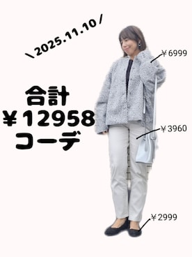 「アイテム（ノーカラージャケット）」を使った、ちょしさん（レディース・160cm）の秋コーディネート
