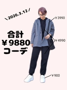 「KOBE LETTUCE（コウベレタス）のアイテム（テーラードジャケット、グレー系）」を使った、ちょしさん（レディース・160cm）の春コーディネート