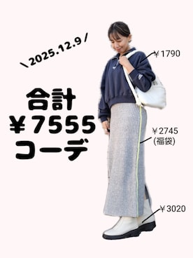 「アイテム（バッグ、ホワイト系）」を使った、ちょしさん（レディース・160cm）の冬コーディネート