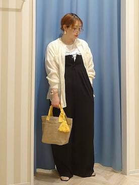 「DRESKIP（ドレスキップ）の【高レビュー】大人のシアー感 バンドカラーシャツ（シャツ/ブラウス、イエロー系）」を使った、ko2012keさん（レディース）の春コーディネート