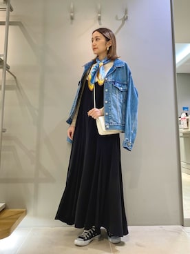「キャミワンピ」｜「アイテム（財布/小物）」を使った、たねこさん（レディース・158cm）の冬コーディネート