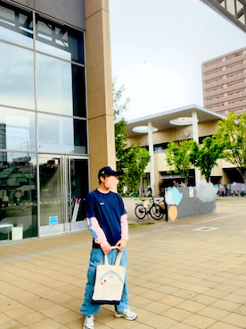 「アイテム（エコバッグ/サブバッグ）」を使った、NOSUKEさん（メンズ・173cm）の春コーディネート