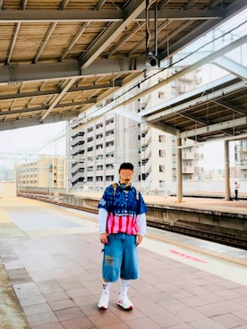 「GAP（ギャップ）のアイテム（パンツ）」を使った、NOSUKEさん（メンズ・173cm）の春コーディネート