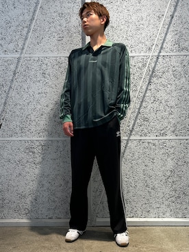 「adidas（アディダス）の長袖ジャージー / アディダスオリジナルス adidas Originals（Tシャツ/カットソー、グリーン系）」を使った、FTさん（メンズ・176cm）の夏コーディネート