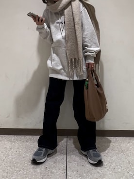 「GRL」｜「アイテム（パーカー）」を使った、윤 (ユン)さん（レディース・154cm）の冬コーディネート