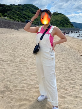 「ピンクコーデ、夏」｜「アイテム（オールインワン・サロペット）」を使った、159chanさん（レディース・159cm）の夏コーディネート