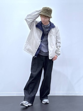 「アイテム（ハット、グリーン系）」を使った、おばてぃーさん（メンズ・169cm）の秋コーディネート