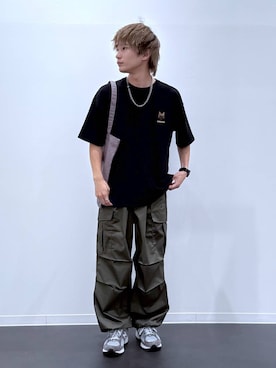 「LAKOLE（ラコレ）のアイテム（トップス）」を使った、おばてぃーさん（メンズ・169cm）の夏コーディネート