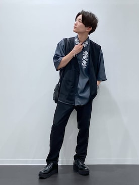 「LAKOLE（ラコレ）のアイテム（ベスト）」を使った、おばてぃーさん（メンズ・169cm）の夏コーディネート