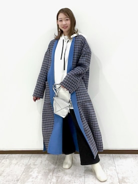 「JEANASIS（ジーナシス）のアイテム（ノーカラーコート）」を使った、Haru.さん（レディース・158cm）の秋コーディネート