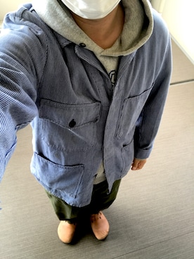 「古着好きな人と繋がりたい」｜「アイテム（カバーオール）」を使った、リックさん（メンズ・167cm）の秋コーディネート