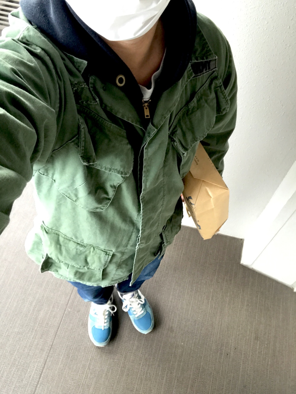 「休日スタイル、シンプル、お洒落さんとつながりたい、秋、いいね、save、フォローお願いします🤑、今日のコーデ、ミリタリー、ラフ」｜「ARMY ARMYのアイテム（ミリタリージャケット、グリーン系）」を使った、リックさん（メンズ・167cm）の秋コーディネートの1枚目の写真