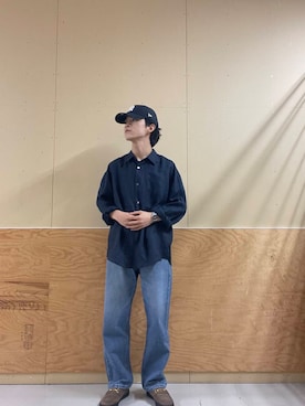 「Lee（リー）の『別注』Lee101×DOORS　STRAIGHTPANTS（デニムパンツ、ブルー系）」を使った、Yuichiroさん（メンズ・171cm）の春コーディネート