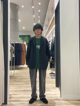 「URBAN RESEARCH（アーバンリサーチ）のLOGIC ONE LOGO T-SHIRTS（Tシャツ/カットソー、グリーン系）」を使った、Yuichiroさん（メンズ・171cm）の夏コーディネート