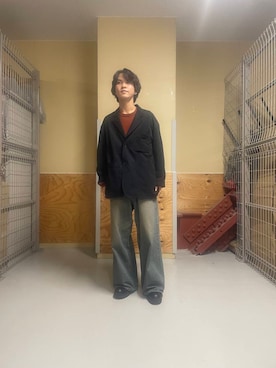 「CASIO（カシオ）のCASIO　A158WA-1JH（アナログ腕時計、シルバー系）」を使った、Yuichiroさん（メンズ・171cm）の冬コーディネート