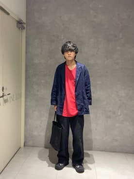 「URBAN RESEARCH（アーバンリサーチ）のLINEN SHIRTS JACKET（テーラードジャケット、ブルー系）」を使った、Yuichiroさん（メンズ・171cm）の夏コーディネート