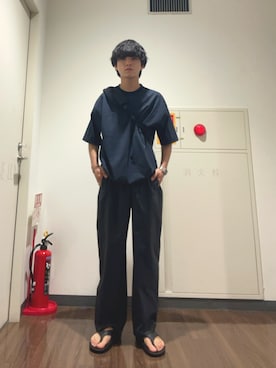 「URBAN RESEARCH DOORS（アーバンリサーチドアーズ）の『吸水速乾/接触冷感/イージーケア』クイックドライ ドロストショートスリーブTシャツ（Tシャツ/カットソー、ブルー系）」を使った、Yuichiroさん（メンズ・171cm）の夏コーディネート