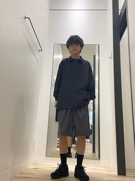 「URBAN RESEARCH（アーバンリサーチ）の『別注』Wrangler×URBAN RESEARCH　WRANCHER SHORTS（その他パンツ、グレー系）」を使った、Yuichiroさん（メンズ・171cm）の夏コーディネート