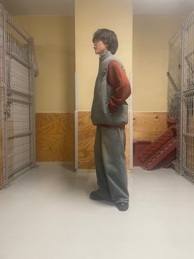 「アイテム（ダウンベスト）」を使った、たけむら ゆういちろうさん（メンズ・171cm）の冬コーディネート
