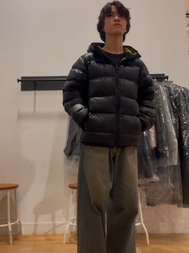 「NANGA（ナンガ）の『別注』NANGA×EKAL　クラシックダウンジャケット（ダウンジャケット/コート、ブラック系）」を使った、Yuichiroさん（メンズ・171cm）の冬コーディネート