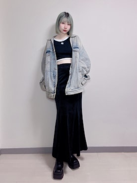 「BALENCIAGA（バレンシアガ）のアイテム（デニムジャケット）」を使った、ZLY0924🍒さん（レディース・165cm）の冬コーディネート