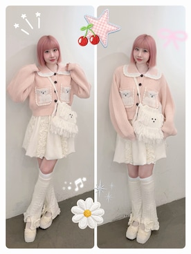 「merry jenny（メリージェニー）のわんわんポシェット（ショルダーバッグ、ホワイト系）」を使った、ZLY0924🍒さん（レディース・165cm）の夏コーディネート