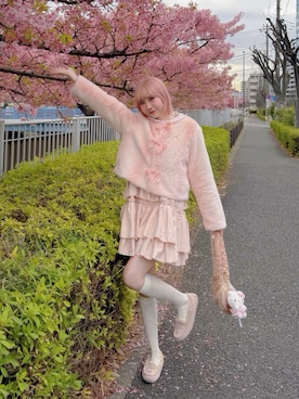 「cherrietteのアイテム（ジャケット/アウター、ピンク系）」を使った、ZLY0924🍒さん（レディース・165cm）の春コーディネート