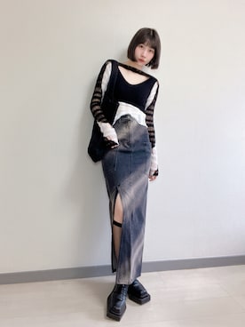 「アイテム（デニムスカート）」を使った、ZLY0924🍒さん（レディース・165cm）の春コーディネート