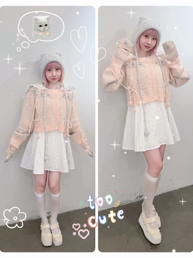 「merry jenny（メリージェニー）のフリルセーラーミニワンピース（ワンピース、ホワイト系）」を使った、ZLY0924🍒さん（レディース・165cm）の夏コーディネート