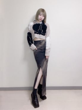 「アイテム（デニムスカート）」を使った、ZLY0924🍒さん（レディース・165cm）の冬コーディネート