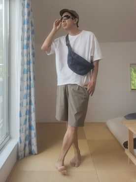 「アイテム（帽子）」を使った、デニム大好きおじさん夏は白Ｔさん（メンズ・180cm）の夏コーディネート
