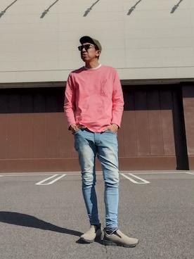 よく食べ寝て音楽聴き旅ほぼデニムさん（メンズ・180cm）の冬コーディネート