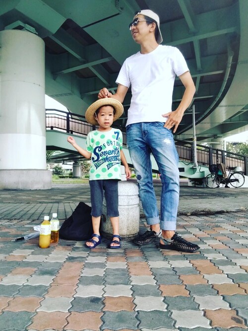 デニム大好きおじさん夏は白Ｔさんのコーディネート