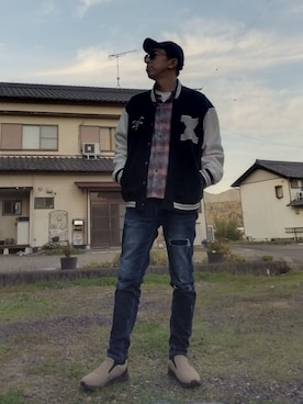 「アイテム（帽子）」を使った、よく食べてよく寝て音楽聴いて時々旅行さん（メンズ・180cm）の秋コーディネート